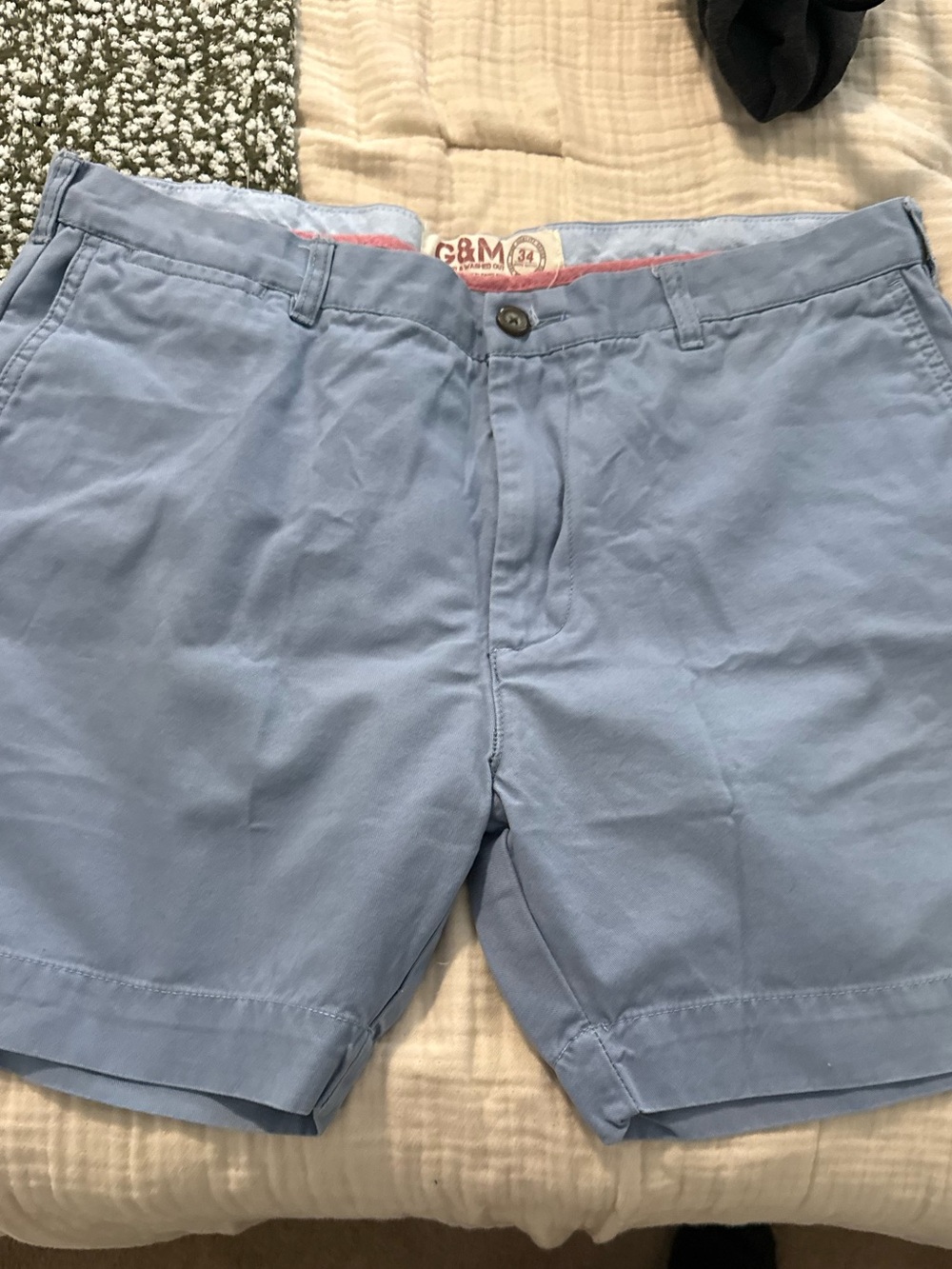 Men's Light Blue Flat Front Chino Shorts